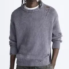 zara ダメージ&ユーズド加工セーター