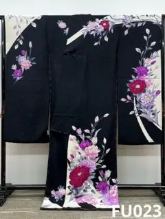 振袖 仮絵羽 京友禅 刺繍 金彩 紋意匠 正絹 未仕立て品 八掛付き FU021