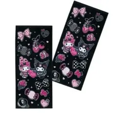 フェイスタオル♡サンリオ♡マイメロ×クロミ♡50&20th♡ブラック　メロクロ