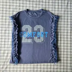 23 COMFORT ロゴプリント チュール フリル ノースリーブ FRIFUL