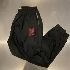 Nike 90s Nロゴ刺繍入りブラックパンツ XL 銀タグ ナイロン トラック