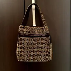 【ヴィンテージ】ビーズ装飾ハンドバッグ