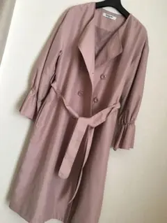 春　アウター　スプリングコート　ロングコート　カラーコート　ピンクベージュ
