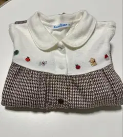 familiarファミリア　長袖カバーオール　　茶色✖️オフホワイト　70サイズ