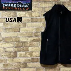 パタゴニア　USA製　シンチラ　フリースベスト　アウトドア　黒　古着女子　M