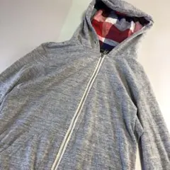 ブラックレーベルクレストブリッジ　七分袖　グレー　フルジップ　パーカー チェック