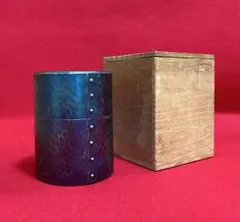 茶道具 鎚起銅製茶筒 茶入れ　玉川堂造　紫金鎚目紋茶筒 共箱付