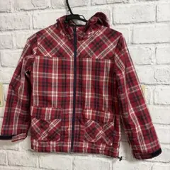 3cam4on 赤いチェック柄フード付きジャケット
