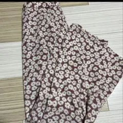 GU ボルドー 花柄 ロングスカート Sサイズ