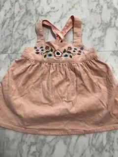 ピンク 花柄刺繍 クロスストラップ チュニックのサムネイル