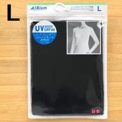 エアリズム　シルクブレンド UVカット クルーネックT 長袖　黒 L　ユニクロ①