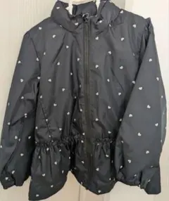 新品　120　ハート　ウィンドブレーカー　アウター　黒　フード付き