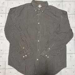 オールドネイビー 90s古着 チェックシャツ 長袖 ボタンダウン メンズ L 茶