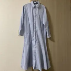 earth music&ecology シャツワンピース 青白ストライプ