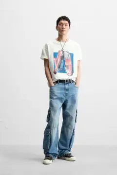 zara ローファープリントTシャツ メンズ