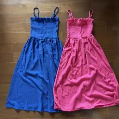 H&M キャミワンピース 青&ピンク 2着セット！