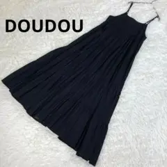美品　DOUDOU　ドゥドゥ　ティアードキャミワンピース　F　ブラック