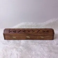お香立て 木製 象 インセンスボックス 蓋付き 横置き シーシャムウッド