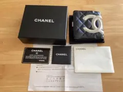 即日発送　CHANEL シャネル　カンボンライン　がま口　二つ折り財布 ブラック