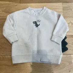 80cm 恐竜 トレーナー 男の子 ライトグレー グレージュ