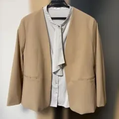 ⭐*⭐様 美品⭐︎大きいサイズ　ノーカラージャケットとリボン付きシャツセット　3