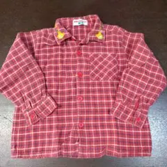 ミキハウス 赤 チェック柄 シャツ 100