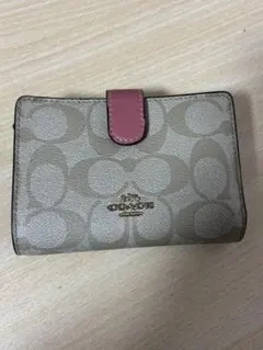 COACH 二つ折り財布 ベージュ/ピンク
