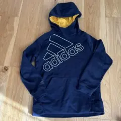 adidas アディダスフード付きパーカー ネイビー/イエロー　130㎝