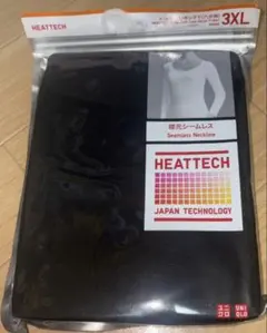 ユニクロ ヒートテック UネックT 襟元シームレス 8分袖　ブラック　3XL