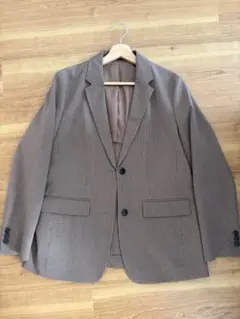 ブラウン チェック柄 テーラードジャケット Lサイズ