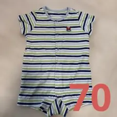 ミキハウス ストライプロンパース　70