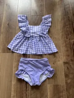 ブランシェス　パープルチェック水着 セパレート
