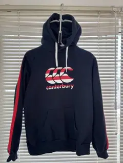 カンタベリー パーカー M ネイビー 赤ストライプ ロゴ ビッグロゴ