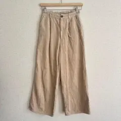 ウィゴー コーデュロイ ワイドパンツ S ウエストゴム ベージュ 太畝 秋冬