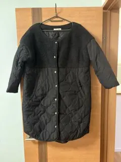 ブラック キルティングジャケット フリース