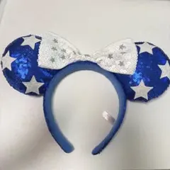 ミニー スパンコール カチューシャ ブルーアメリカン