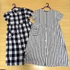 授乳口付き　マタニティ パジャマ 前開き 半袖ワンピース M 2枚