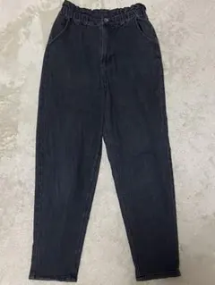 しまむら　ハイウエスト デニムパンツ ブラック