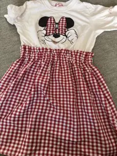子ども服　ミニーマウス ワンピース 130 ギンガムチェック ディズニー