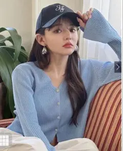 GRL スリットフレアスリーブニットカーディガン S an1241 ブルー