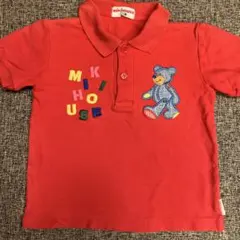 MIKI HOUSE 半袖ポロシャツ 100 赤　くま刺繍