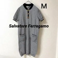【サルバトーレ　フェラガモ】ボーダー半袖ワンピース M イタリア製のサムネイル