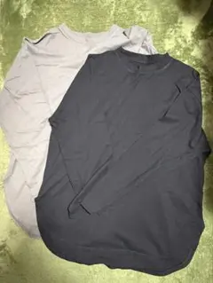 黒＆グレー 長袖Tシャツ 100%綿
