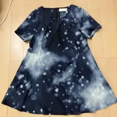 星空プリント 半袖 チュニック ネイビーのサムネイル