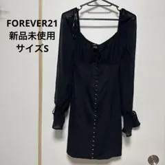 FOREVER21 ブラックミニワンピース Sサイズ 袖フレア 12