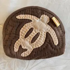 ハワイアンキルト♡ホヌのミニポーチ（茶）