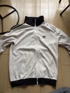 アディダス ワッフルジャージ 刺繍ロゴ トラックジャケット L XL アイボリー