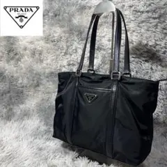 [大人気]　プラダ　ＰＲＡＤＡ　トートバッグ　三角プレート　レザー　ブラック
