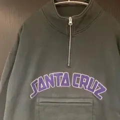 難あり◎SANTA CRUZ サンタクルーズ ￼ハーフジップ スウェット L深緑