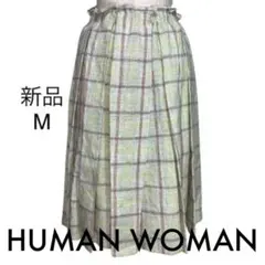 【新品】HUMAN WOMAN ヒューマンウーマン　プリーツリネンスカート　Mのサムネイル